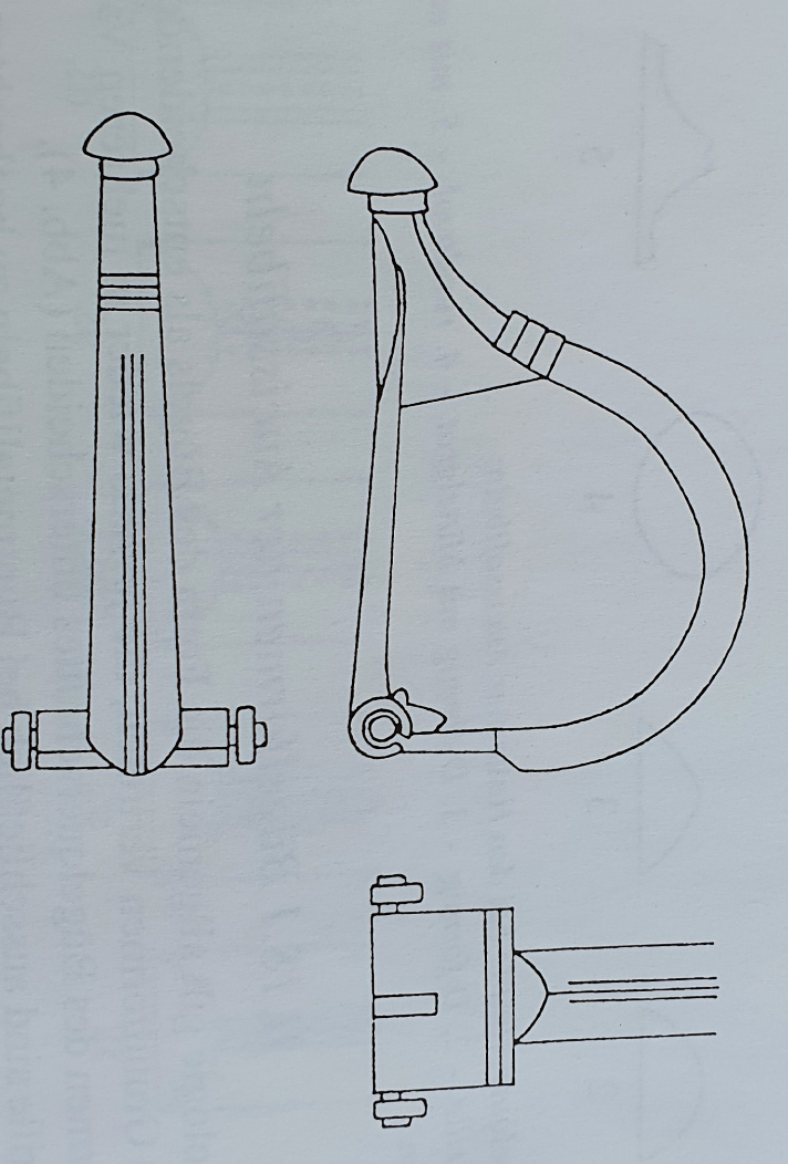 Zeichnung einer Aucissafibel aus Eisen.